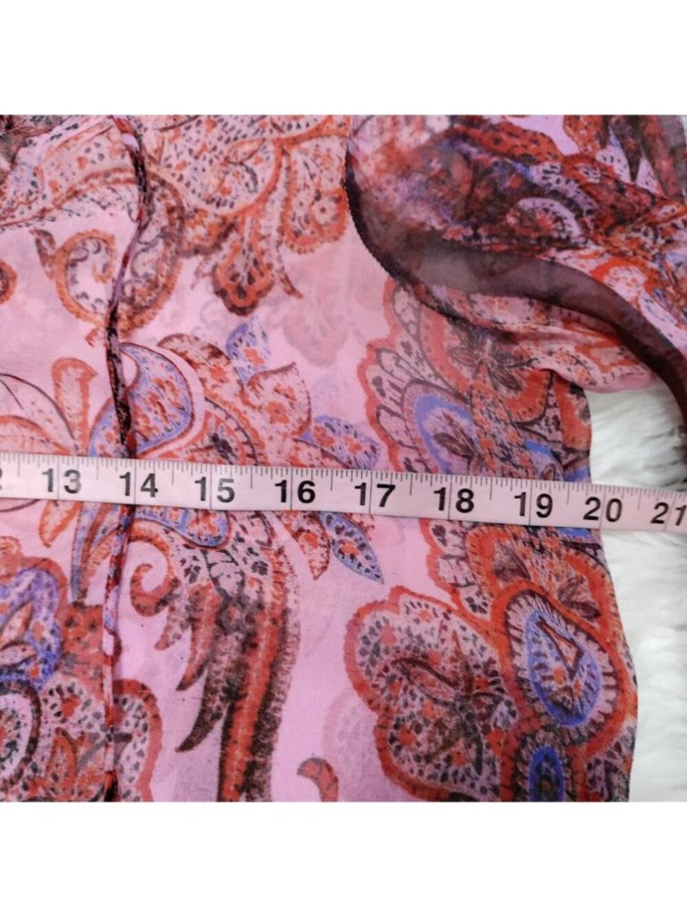 Charlie Jade Silk Womens Paisley Print Boho Tunic Dress M Pink & Red - Picture 7 of 10